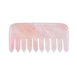 Straight rose quartz gua sha scalp comb