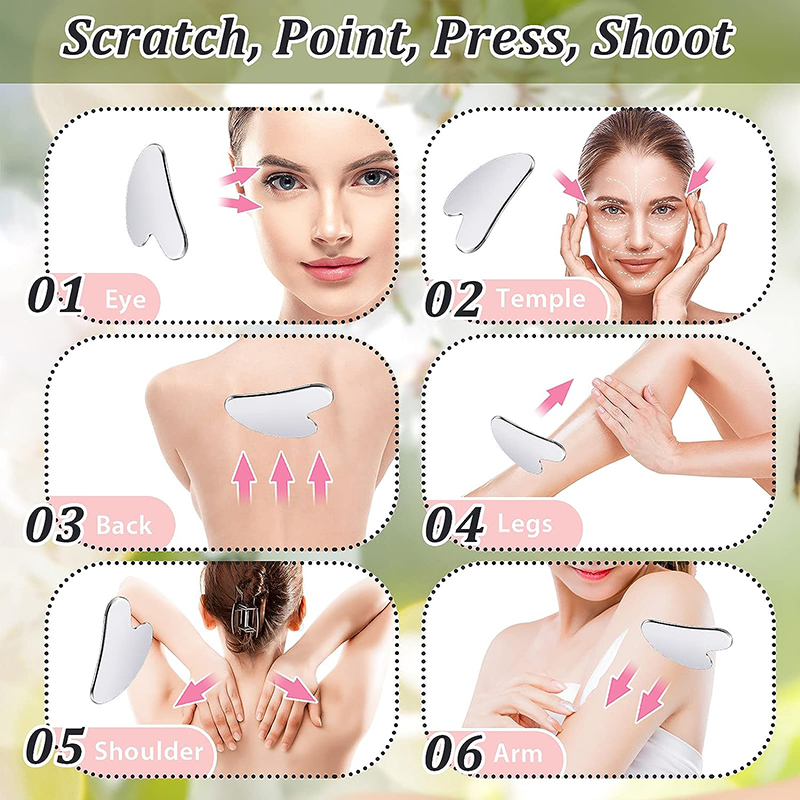 Stainless steel metal gua sha heart shape - Image 4