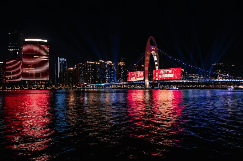 powered on lights on bridge during nighttime