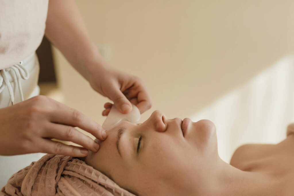 woman in facial massage