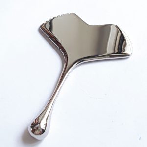 Premium Stainless Steel Ginkgo Leaf Gua Sha Tool with Acupressure Handle